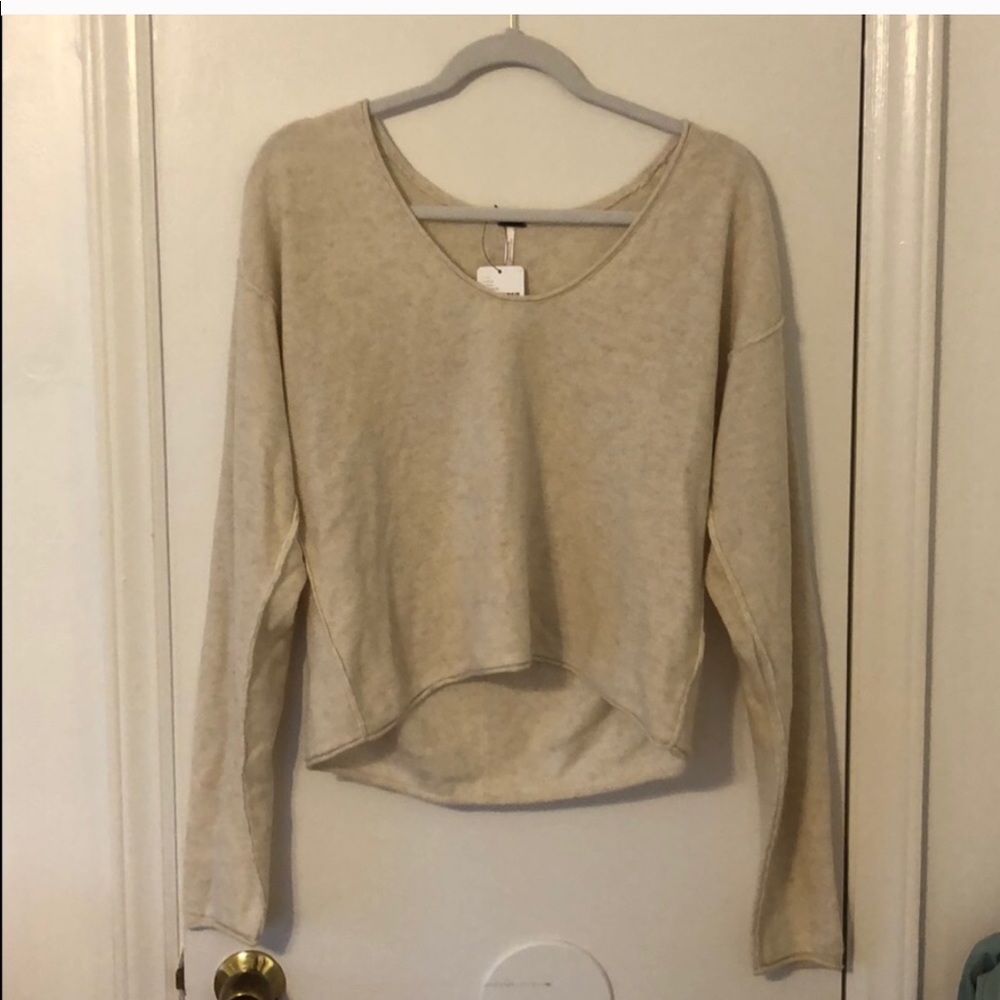 Free People Cream 100% Cashmere V-Neck Sweater NWT Size S